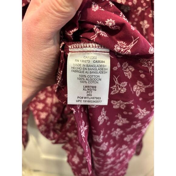 Wrangler Wrancher shirt pearl snap western cowboy cowgirl floral XL red & white - Picture 4 of 6